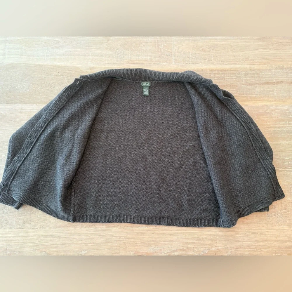 L.L. Bean Women's Dark Charcoal Button-Up Collar Cardigan - Picture 5 of 12